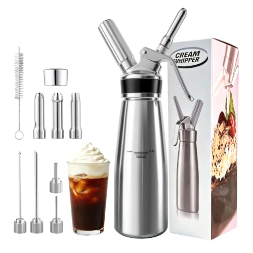 500ml Aluminum Whipped Cream Dispenser for Coffee, Keto Desserts, Cold