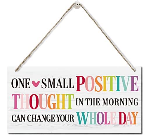 One Small Positive Thought Can Change Your Whole Day Wall Decor Sign, Printed Wood Plaque Sign, Hanging Door Signs, Hanging Decorative Wood Sign Home Decor, Family Signs for Home Decor Gift 12" x 6" Deal