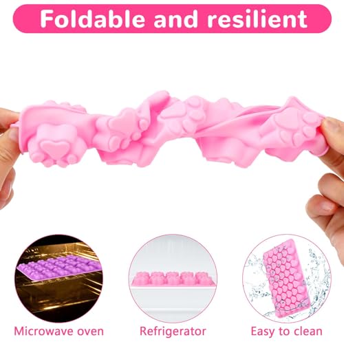 Auauraintt 4 Stück Backmatte Hundekekse,Silikon Backmatte, mit Schaber,Bürste,Kann für DIY Leckerlis für Hunde,für DIY Hundeleckerlies, Schokolade, Kekse, Eiswürfel, Süßigkeiten, BPA-Frei
