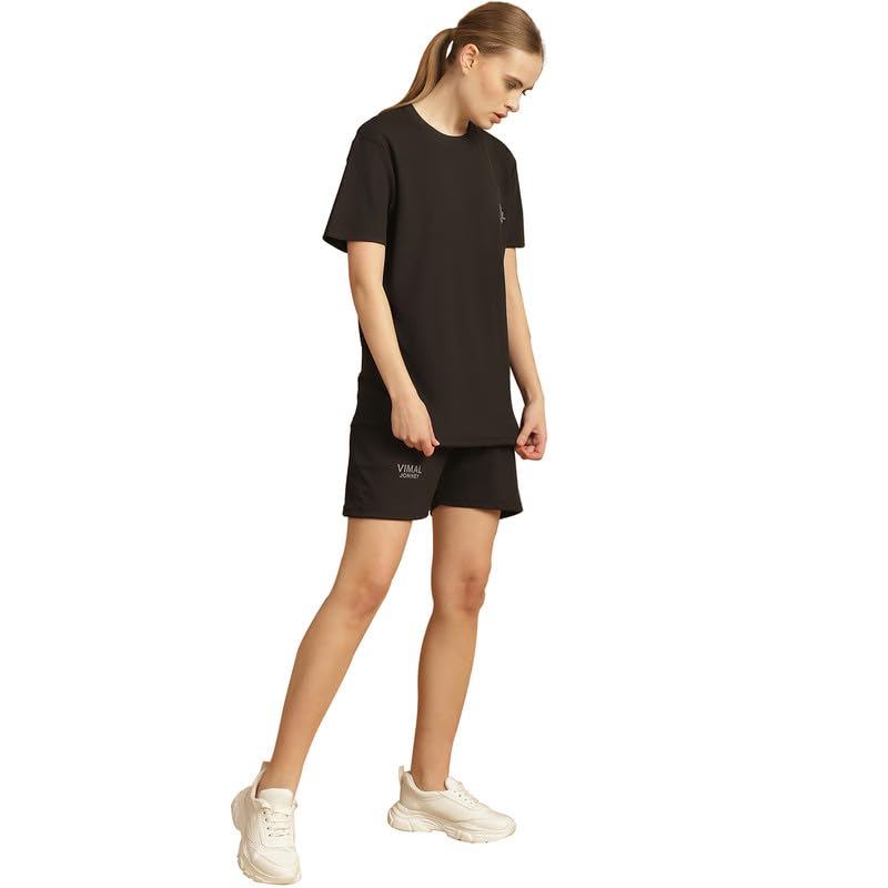 Image of Mack Jonney Solid Polyester Lycra Half sleeves Co-ord Set Trackuit For Women-P