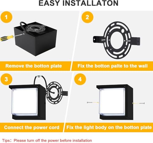 Image of JACKAL 12 Watt Warm White LED Outdoor Wall Lights, Gate Lights Waterproof (Sqaure) - Fancy Exterior Wall Mounted Light, Wall Lamp | IP65 Grade Waterproof Aluminium Body - 6 Months Warranty