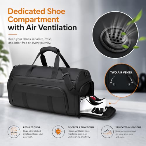 Image of CAVALO - Be Unique Water Resistant Duffle Bag for Gym, Travel and Business Men & Women | Cabin Size Weekender Bag with Dedicated Ventilated Shoe Compartment, Wet Pouch & Luggage Sleeve