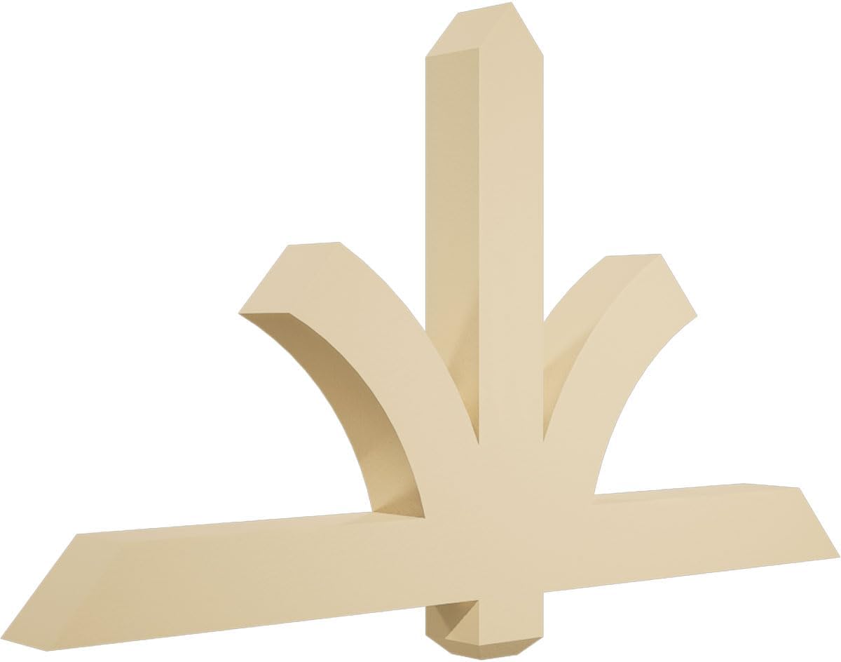 48"W x 28"H x 4"D x 4"F, 14/12 Pitch, Redmond Signature Urethane Gable Bracket, Primed Tan
