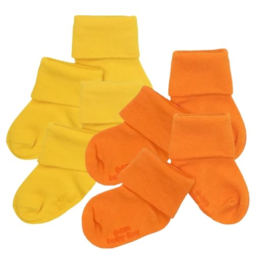 Babysoy Unisex Newborn Baby Gripper Socks - Toddler Ankle Non-Slip Socks with Grips- Pack of 4s (3T, Tang/Sunshine)