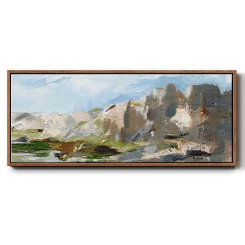 Renditions Gallery canvas Art Work Wall Art For Home Unique Wastern Cliffs Landscape Paitning Floater Framed for Lounge Lobby Kitchen - 8"X20" WALNUT Frame GAL039