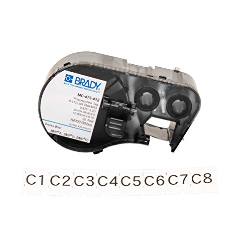 Brady MC-475-412 Polypropylene B-412 Black on White Label Maker Cartridge, 20' Width x 15/32