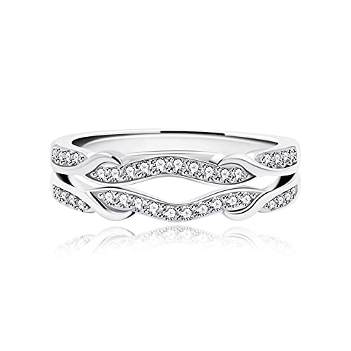Uloveido 925 Sterling Silver Infinity Double Wrap Ring Guard Enhancer Wedding Bands 2pcs Stack Eternity Rings Set Y1522