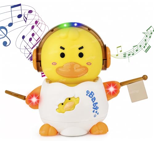Image of Zest 4 Toyz Musical Duck Toy for Kids with Lights and Sound Bump & Go Battery Operated Animal Dancing Toy for Toddlers Boys and Girls Age 1 to 5 Years - White