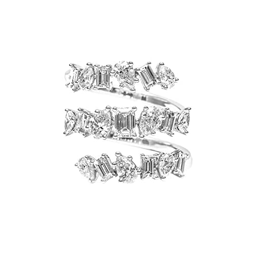 IMINI Bague grimpante triple couche pour femmes et filles avec strass étincelants CZ multi-couches ouverte, bijoux de fiançailles et d'anniversaire...