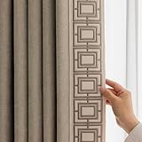 VisionaryHomeDesign Dark Beige Pinch Pleat Curtain Panels with Decorative Trim, Full Blackout Curtains for Living Room Bedroom Club Theater (Dark Beige, 50' W x 84' L)