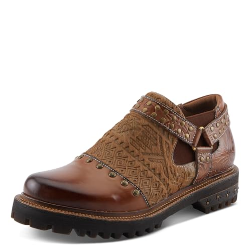 L’Artiste NORIELLA Hair-on-Hide & Leather Slip-On Oxford – Laser-Cut Studded Loafer with Zipper & Goring