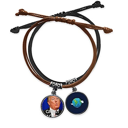 Pulsera de Trump de cadena de mano de cuerda de cuero tierra americana