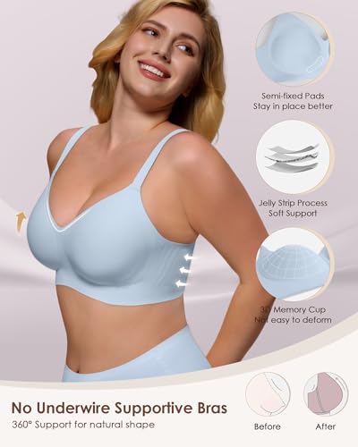 Image of As Fairy Womens Soft Comfortable No Underwire Bras V Neck Seamless Push Up Bralettes Full Coverage Tshirt Brassiere