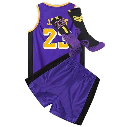Quzeoxb Youth Kids Basketball Jersey Lightweight Basketball Uniform Basketball Tank Top Shorts and Socks 3-Piece