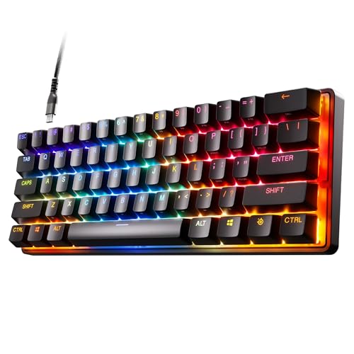 SteelSeries Apex Pro Mini - HyperMagnetic Gaming Keyboard - World’s Fastest Keyboard - Adjustable Actuation - Compact 60% Form Factor - RGB – PBT Keycaps - USB-C - American QWERTY Layout - 60%