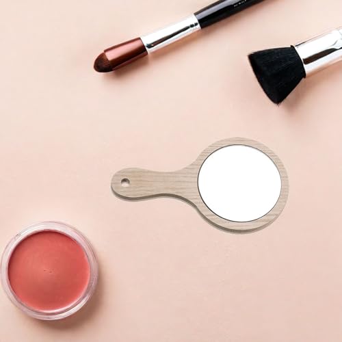Espejo de maquillaje portátil de madera con mango NOLITOY 6pcs miniatura 5