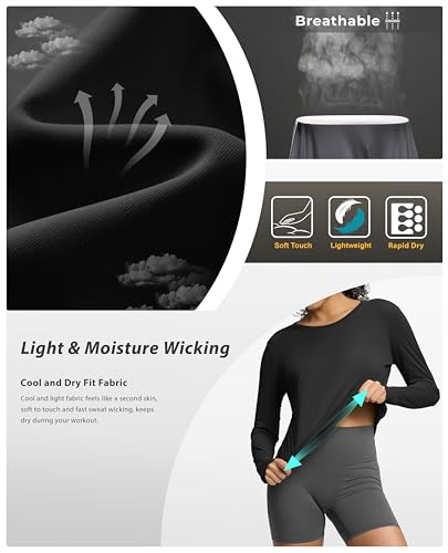 Soothfeel Women's Long Sleeve Crew Neck Workout Tee (Various) - image 7