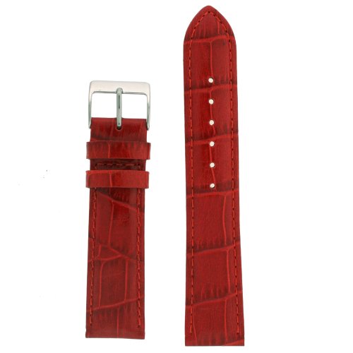 Tech Swiss Watch Band Red Genuine Leather Crocodile Grain 20 Millimeter