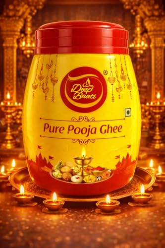 Image of Pooja Ghee | Traditional Pooja Ghee for Diya and Religious Rituals | Puja Deepam Oil (Ghee for Pooja) Puja Ghee for Diya or lamp and Wicks or Batti | Non-Edible 500ML