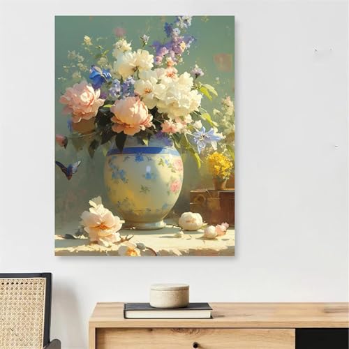 Peinture par numéro adulte fleur contre le stress toile géante 70x100cm avec cadre