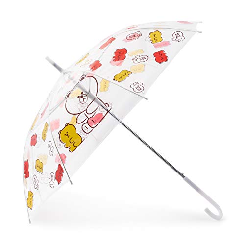 Line Friends Jelly Friends Collection BROWN & SALLY Character Automatic Stick Umbrella, Transparent