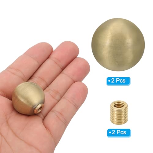 Image of PATIKIL 25mm Ball Lamp Finials Caps Knob, 2 Set Solid Lamp Shade Top Decoration Screw Cap Nuts with Brass Reducing Adapter for Table Lamps Floor Lamps, Bronze