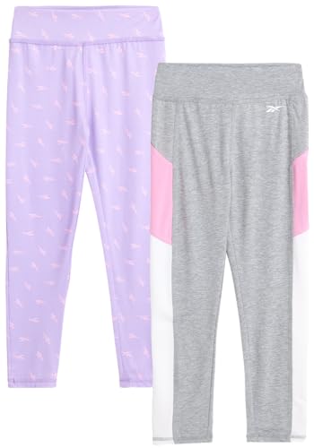 Reebok Girls' Leggings - 2 Pack Active Performance Sports Tights (Size: 7-16)