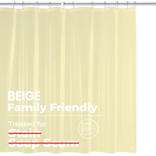 Image of downluxe Shower Curtain Liner, PEVA Plastic Shower Liner with 3 Magnets, 72 inch x 72 inch Waterproof Bathroom Curtain, Ivory, 3 Pack
