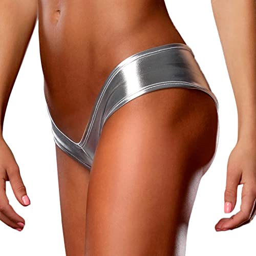 Culotte pour femme métallisée brillante, string (argenté) Cover