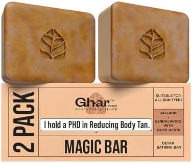 Ghar Soaps Sandalwood & Saffron Magic Bar For Bath (100 Gms Pack Of 2) | Paraben Free | Chandan & Kesar Bath Soap | Handmade Soaps For Glowing | Skin Brightening Soap For Men & Women