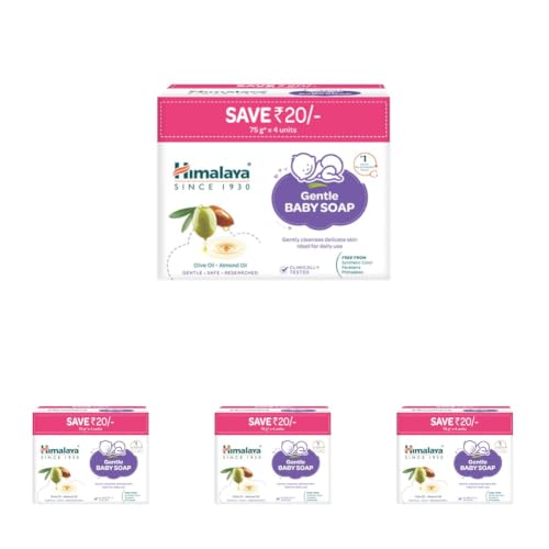 Image of Himalaya Gentle Baby Soap for No Post Bath Dryness | Buy 4 Rs 20 OFF - 75g (Pack of 4)