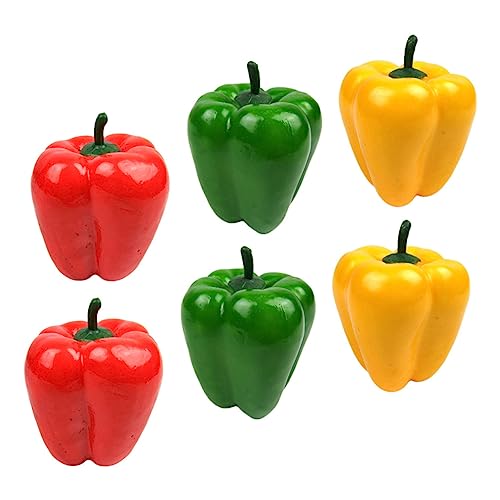 Cabilock 6Pcs Mini Artificial Bell Peppers Lifelike Vegetable Models for Kitchen Accessory Cabinet Showcase Decoration for Home DIY Crafting