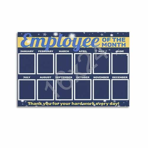 Stars Employee of The Month Display Poster Office Poster Employee Of The Month Poster Poster for Room Aesthetic Posters & Prints on Canvas Wall Art Poster for Room 12x18inch(30x45cm)