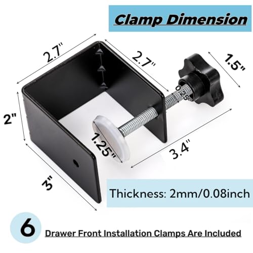 Tlence 6 Pack 3 Inch C Clamps, Drawer Front Installation Clamp, Heavy Duty Cold Rolled Steel Clamps, Desk Drawer Fixing Clip for Cabinet Mounting, Woodworking, Welding, and Building - Image 2