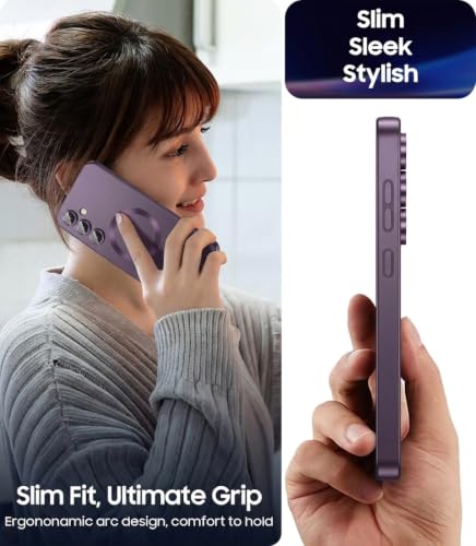 Image of DIZORO Samsung A55 Case, Compatible with MagSafe Back Cover, Matte Luxury Metallic Luster Flexible TPU Wireless Charging Shockproof Case with Camera Protector - Deep