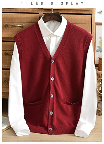 Men Middle-Aged Cardigan Solid Cashmere V-Neck Single-Breasted Soft Warm Gentleman Button Vest Sweater2