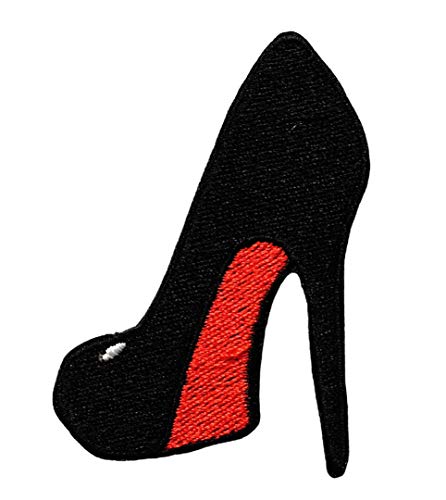 Black Shoes Fashion Women high Heels Kids Cartoon Iron on Embroidered Patch Supplies for Jacket Bags Jeans Backpack Clothes DIY