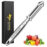 MAD SHARK Gemüseschäler & Multischäler als Sparschäler, Kartoffelschäler, Apfelschäler, 2-in-1 Edelstahl mit Flach & Zickzack Klinge, rutschfester Griff spülmaschinenfest (Silbrig)