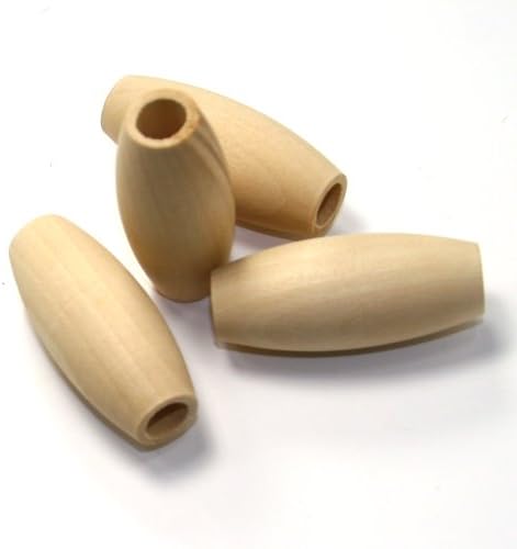 Mylittlewoodshop - Pkg of 50 - Bead Oval - 2 inches Long and 7/8 inches Tall with 3/8 Hole Unfinished Wood(WW-BE2060-50)