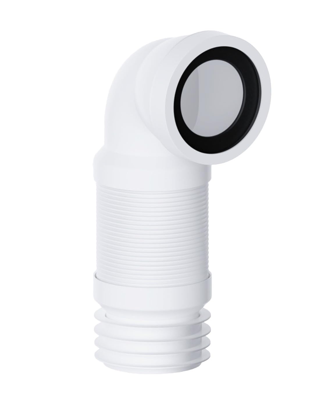 PlumbEZ Flexible Bent Toilet Waste Pipe Connector 4'' (90mm/110mm) with Wire Reinforced Stability