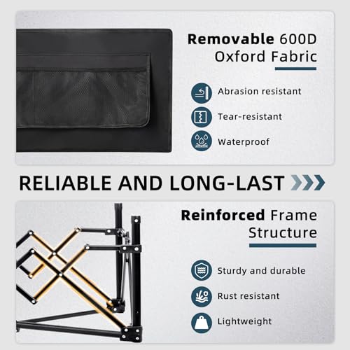 Favoyard Collapsible Wagon Carts Foldable 150L & 360LBS Portable Folding Wagons with All-Terrain Wheels & Brakes Heavy Duty Outdoor Utility Cart for Grocery Camping Shopping Sports Garden, Black