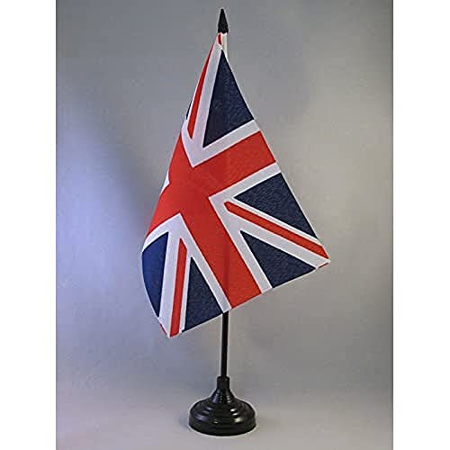AZ FLAG - Drapeau de Table Royaume-Uni 22x15 cm - Drapeau Anglais - Uk - Grande Bretagne De Bureau 100% Polyester Avec Hampe De 25cm Et Socle En Plastique Noir - 20g