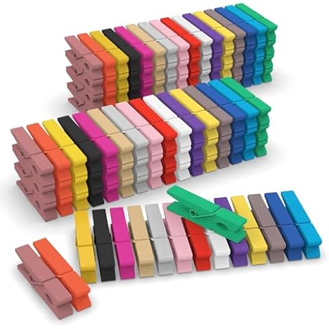 (Pack of 128) Mini Wooden Colored clothespins,16 coloers Each 8pcs Cover