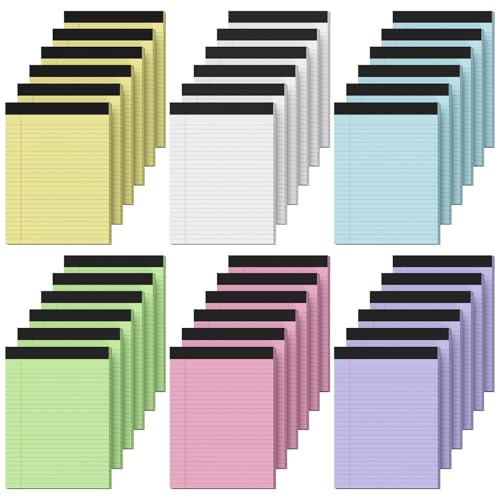 36 pack colored legal pads, 8.5 x 11, wide ruled