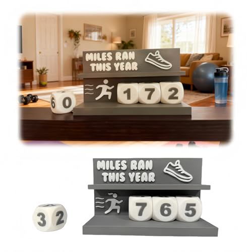 Desktop Running Mileage Tracker with Rotating Number Cube