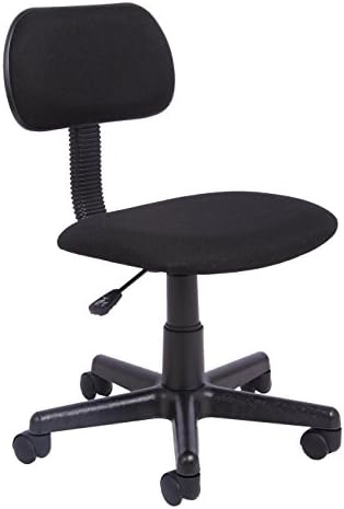 Office Essentials Office Chair for Home No Arms, Small, Compact, Office Computer Chair, Height Adjustable Desk Chair, Fabric, Black, 54 x 54 x 73.5 cm
