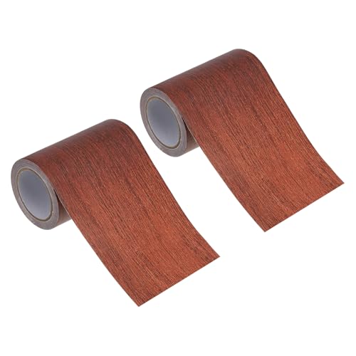 Image of PATIKIL Wood Grain Repair Tape 3 inch x15ft,2 Pcs Self Adhesive Realistic Textured Repair Tape Patch for Floor Door Table Cabinets Desk,Light Wine Mahogany