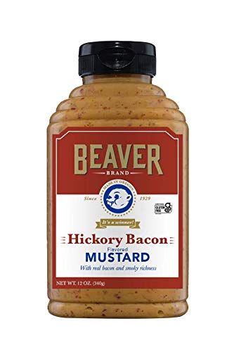 Beaver Hickory Bacon Mustard, 12 Ounce Squeeze Bottle (Pack of 6)