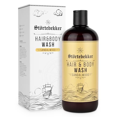 Störtebekker® Premium Hair & Body Wash Sandelholz - 2in1 Shampoo und Duschgel Männer - Feuchtigkeitsshampoo mit Aloe Vera - Showergel und Shampoo Herren - 500ml - aus natürlichen Inhaltsstoffen