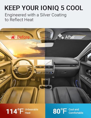 Image of Proadsy 2026 Upgrade Windshield Sun Shade Custom Fit Hyundai Ioniq 5 2022-2025 2026 4-Layer Foldable Front Sunshade Protector Sun Visor Blocks UV Rays Keep Car Cooler Accessories